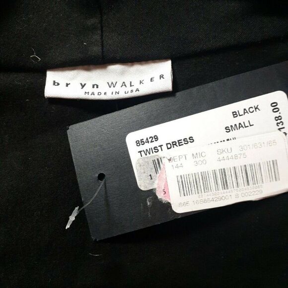 Bryn Walker Dress Black Faux Wrap Organic Small‎ - Picture 10 of 11